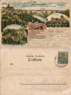 Ansichtskarte Litho AK Remscheid Müngsten: Schloß, Brücke, Restaurant 1900 - Remscheid