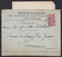 LAC Banque Liégeoise Affr. N°69 Càd LIEGE /15 MAI 1894 Pour Notaire à WAREMME (au Dos: Càd WAREMME) - 1894-1896 Tentoonstellingen