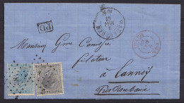 L. Datée 1 Mai 1869 De VIVE-SAINT-BAVON Sint-Baafs-Vijve Affr. N°17+18 Lpts "384" Càd WAEREGHEM /2 MAI 1869 Pour LANNOY  - 1865-1866 Profil Gauche