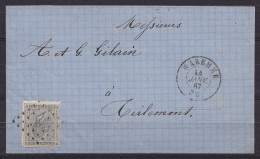 LSC (sans Texte) Affr. N°17 Lpts "38?" Càd WAREMME /14 JANV 1867 Pour TIRLEMONT (au Dos: Càd TIRLEMONT) - 1865-1866 Profile Left