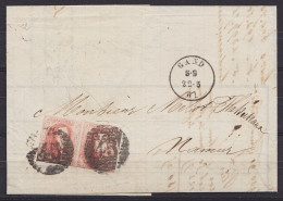 L. Banque De Flandres Affr. Paire N°12 P45 (?) Càd GAND /22-5-1861 Pour NAMUR (au Dos Càd NAMUR /23-5-1861) - 1858-1862 Medallions (9/12)