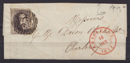 L. Datée 16 Octobre 1851 De HEIGNE Affr. N°6 P25 Càd CHARLEROY /16 OCT 1851 Pour E/V - Boîte "C" (au Dos: Càd CHARLEROY) - 1851-1857 Medaglioni (6/8)