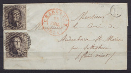 LSC (sans Texte) Affr. N°3 X2 P25 Càd CHARLEROY /15 JUIL 1851 Pour Curé De Audenhove-Sainte-Marie Par SOTTEGHEM (Zottege - 1849-1850 Medallones (3/5)