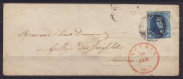 LSC (sans Texte) Affr. N°6 (?) P39 Càd FLEURUS /10 FEV 1851 Pour LOUVAIN - Boîte "A" (Chassart) (au Dos: Càd LOUVAIN) - 1851-1857 Medaillons (6/8)