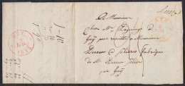 L. Datée 8 Juillet 1833 De PERUWELZ Càd T13 ATH /8 JUIL 1833 Pour HUY - Man. "Leuze" (distribution De Ath) - Port "25" ( - 1830-1849 (Belgique Indépendante)