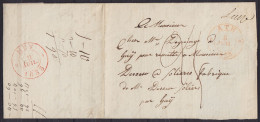 L. Datée 8 Juillet 1833 De PERUWELZ Càd T13 ATH /8 JUIL 1833 Pour HUY - Man. "Leuze" (distribution De Ath) - Port "25" ( - 1830-1849 (Belgica Independiente)