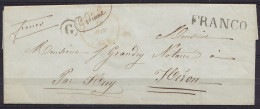 L. Datée 10 Juin 1847 De BARONVILLE Càd DINANT /11 JUIN 1847 - Boîte "G" & Man. "Gedinne" + Griffe "FRANCO" (Beauraing) - 1830-1849 (Belgique Indépendante)
