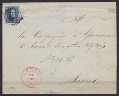 L. De Murzaut (?) Affr. N°4 Càd GHEEL /24 DEC 1850 Pour ANVERS - Boîte Rurale "W" (au Dos: Càd ANVERS) - 1849-1850 Medallones (3/5)