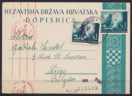 Croatie - EP CP 1K + 1K Càd SLAVONSKI BROD /9.XI.1941 Pour LIEGE - Cachet Censure Militaire Allemande "Geprüft" - Briefe U. Dokumente