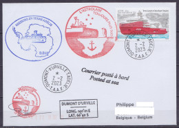 TAAF - Terre Adélie - Cachets Bateau ASTROLABE & Vaguemestre - Càd Dumont D'Urville 2-2-2023 // Tad516 - Storia Postale