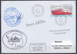 TAAF - Terre Adélie - Cachets Bateau ASTROLABE & Sign. Commandant - Oblit. Dumont D'Urville 28-1-2021 / Tp ASTROLABE //  - Covers & Documents