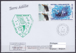 TAAF - Terre Adélie - Cachet LIDAR-GLACIO TA41 & Griffe 71e Expédition - Oblit. Dumont D'Urville 1-4-2021 // Tad393 - Briefe U. Dokumente