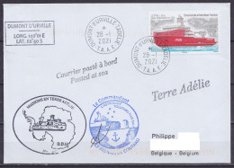 TAAF - Terre Adélie - Cachets Bateau ASTROLABE - Oblit. Dumont D'Urville 28-1-2021 / Timbre ASTROLABE // Tad380 - Cartas & Documentos