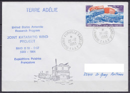 TAAF - Terre Adélie - Cachets Prog. US JOINT KATABATIC WIND PROJECT 1983-1983 Oblit. Dumont D'Urville 26-12-1983 // Tad3 - Lettres & Documents