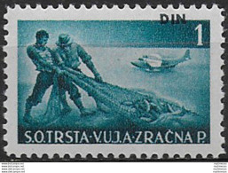 1949 Trieste B Posta Aerea 1 DIN Varietà MNH Sassone N. 10aa - Non Classés