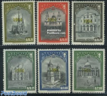 Panama 1964 Vatican Concile 6v, Overprints, Mint NH, Religion - Churches, Temples, Mosques, Synagogues - Religion - Iglesias Y Catedrales