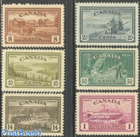 Canada 1946 Peace Production 6v, Mint NH, Nature - Transport - Various - Trees & Forests - Water, Dams & Falls - Ships.. - Nuevos