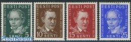 Estonia 1938 Famous Persons 4v, Mint NH, Health - Health - Art - Authors - Writers