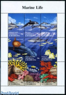 Barbuda 1996 Marine Life 9v M/s, Mint NH, Nature - Fish - Sea Mammals - Shells & Crustaceans - Pesci