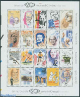 Belgium 1999 Millennium 20v M/s, Mint NH, History - Nature - Performance Art - Sport - Gandhi - Dogs - Popular Music -.. - Unused Stamps
