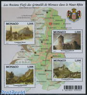 Monaco 2010 Rhine Castles Owned By Grimaldi Family S/s, Mint NH, Nature - Various - Horses - Maps - Art - Castles & Fo.. - Neufs