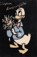 Disney - Donald Duck W Flowers Bouquet Old Postcard - Other & Unclassified