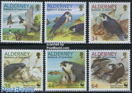 Alderney 2000 WWF, Falcons 6v, Mint NH, Nature - Various - Birds - Birds Of Prey - World Wildlife Fund (WWF) - Lightho.. - Faros