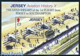 Jersey 2009 Aviation History S/s, Mint NH, Transport - Automobiles - Aircraft & Aviation - Railways - Voitures