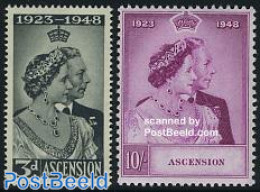 Ascension 1948 Silver Wedding 2v, Unused (hinged), History - Kings & Queens (Royalty) - Familles Royales