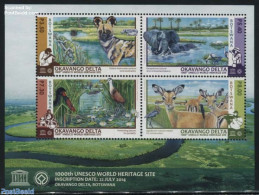 Botswana 2015 Okavango Delta S/s, Mint NH, History - Nature - Transport - Unicef - World Heritage - Animals (others & .. - Bateaux