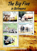 Botswana 2018 The Big Five 5v M/s, Mint NH, Nature - Animals (others & Mixed) - Cat Family - Elephants - Rhinoceros - Botswana (1966-...)