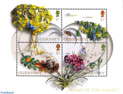 Guernsey 2022 Heart Of The Forest S/s, Mint NH, Nature - Butterflies - Trees & Forests - Rotary, Lions Club