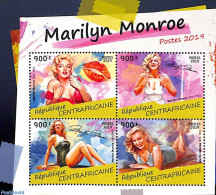Central Africa 2019 Marilyn Monroe 4v M/s, Mint NH, Performance Art - Marilyn Monroe - Zentralafrik. Republik