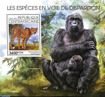 Central Africa 2019 Endangered Animals S/s, Mint NH, Nature - Cat Family - Monkeys - Centrafricaine (République)