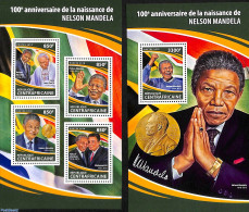 Central Africa 2018 Nelson Mandela 2 S/s, Mint NH, History - Nobel Prize Winners - Politicians - Nelson Mandela - Prix Nobel