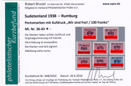 Sudetenland Rumburg, MiNr. 36-43, * - Sudetes