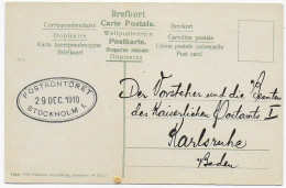 Ansichtskarte Stockholm 1910 An Kaiserliches Postamt Karlsruhe - Sonstige & Ohne Zuordnung