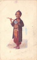 Illustrateur - SM. Satgé - Enfant Asiatique Qui Mange Du Riz  - La Bolée De Riz - Carte Postale Ancienne - Autres & Non Classés