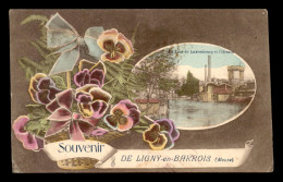 55 - LIGNY-EN-BARROIS - SOUVENIR - VUE DE LA TOUR DE LUXEMBOURG ET L'ORNAIN - CARTE FANTAISIE - Ligny En Barrois