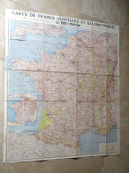 Carte Entoilée De La France Routière Et Kilométrique LE PETIT PARISIEN 1:1200000  Des Années 20 Bel état D'usage - 1901-1940