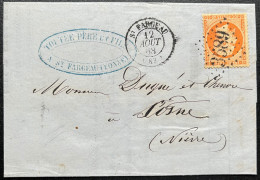 N°23 40c NAPOLEON SUR LETTRE / ST FARGEAU POUR COSNE / 12 AOUT 1868 / LAC - 1849-1876: Klassik