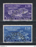 REPUBBLICA:  1951  MONTECASSINO  -  S. CPL. 2  VAL. US. -  SASS. 664/65 - 1946-60: Oblitérés