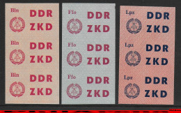 DDR ZKD: MiNr. 1U, 5U, 9U Jeweils Im 3er Streifen, Postfrisch, ** - Nuevos