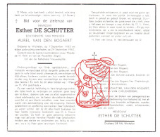 DP Esther De Schutter ° Wichelen 1932 † 1962 X Aurel Van Den Bogaert // Lievens Van Caelenbergh - Imágenes Religiosas