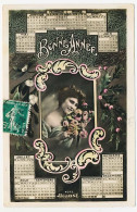 CPA  Calendrier 1911 (12) Jeune Femme  Roses  Gui  Houx  Bonne Année - Nouvel An