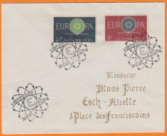 FDC  Du LUXEMBOURG  Le 19 9 1960  EUROPA  2.50F + 5.F Pour ESCH-ALZETTE - FDC