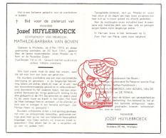 DP Jozef Huylebroeck ° Wichelen 1893 † 1961 X Mathilde Van Boven // De Paepe Matthys Van De Meerssche De Waele - Andachtsbilder