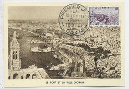 ALGERIE 15FR  CARTE MAXIMUM LE PORT ET VILLE ORAN 16.XII.1956 - Maximum Cards