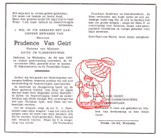 DP Prudence Van Geirt ° Wichelen 1876 † 1964 X David De Vleeschouwer // Vergeylen - Devotieprenten