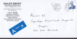 Belgium RALET-DEFAY, A-PRIOR Label BRUSSEL Bruxelles 1997 Cover Lettre DRAGØR Amager Denmark 17 Fr. Albert II. Timbre - Briefe U. Dokumente